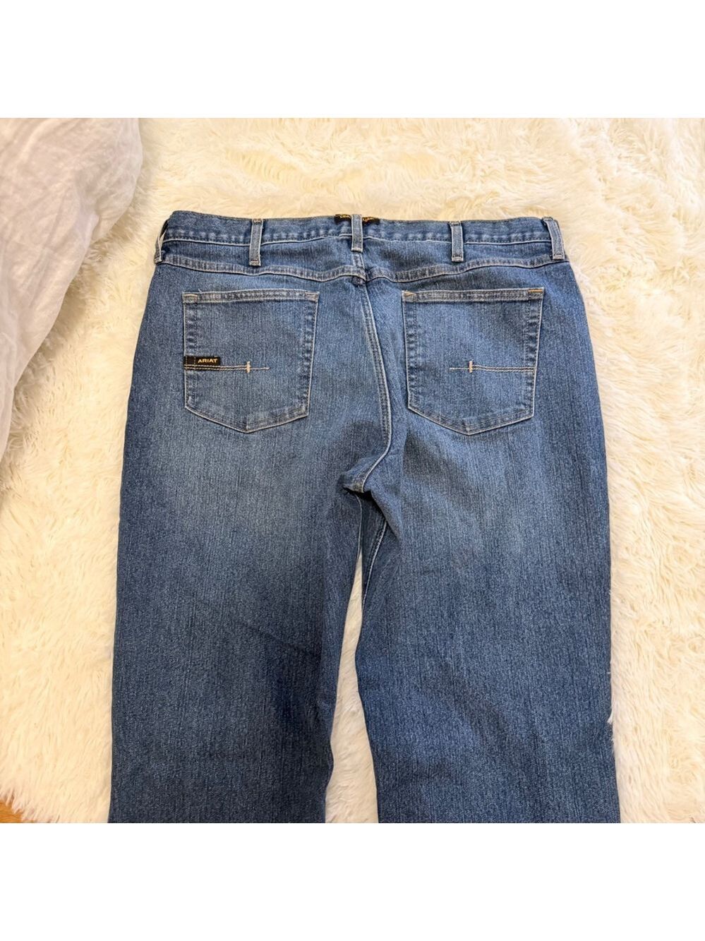 Ariat Rebar M4 Relaxed Boot Cut Workwear Jeans Mens 36x30 Medium Wash Blue Denim - Picture 6 of 6